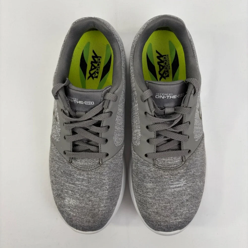 Skechers On-The-Go City 3 Womens Gray Metallic Goga Max Walking Shoes Size 7